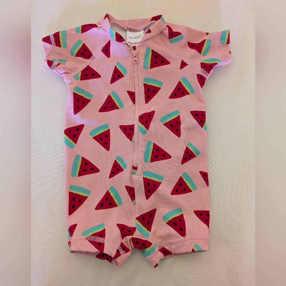 Hanna Andersson Pink Watermelon Print Rash Guard ~ 3-6 Mo